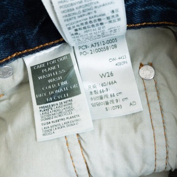 Levis Premium Ankle Column Skirt Dark Wash Denim Midi Centre Slit W 26 - Picture 15 of 16